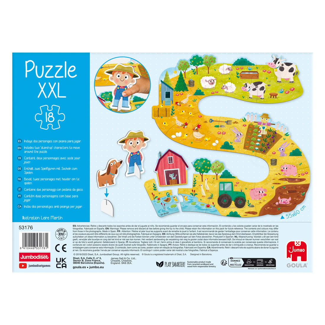 Jumbo Goula Puzzle XXL Bauernhoftiere - 18 Teile.