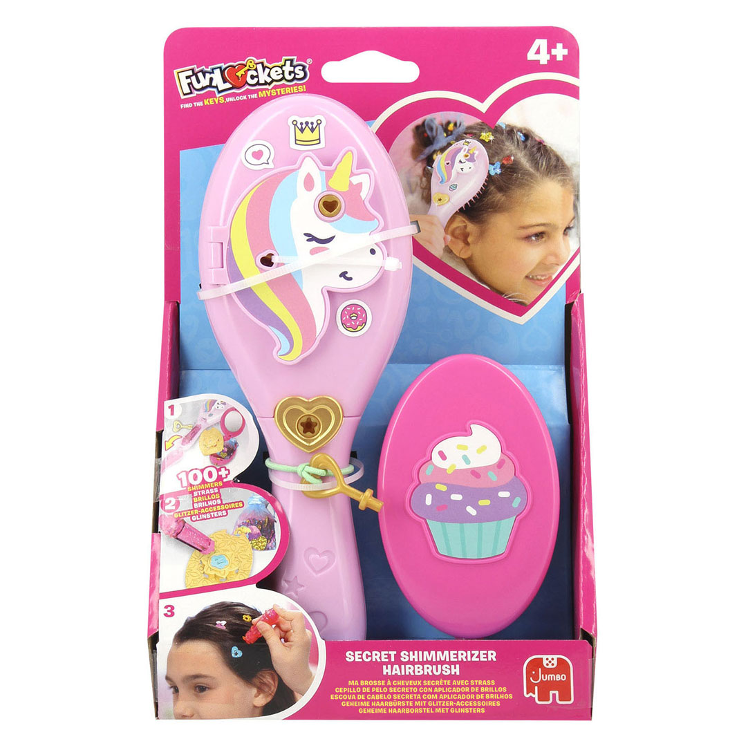Jumbo FunLockets Secret Haarbürste mit Glitzer - 8 Stück.