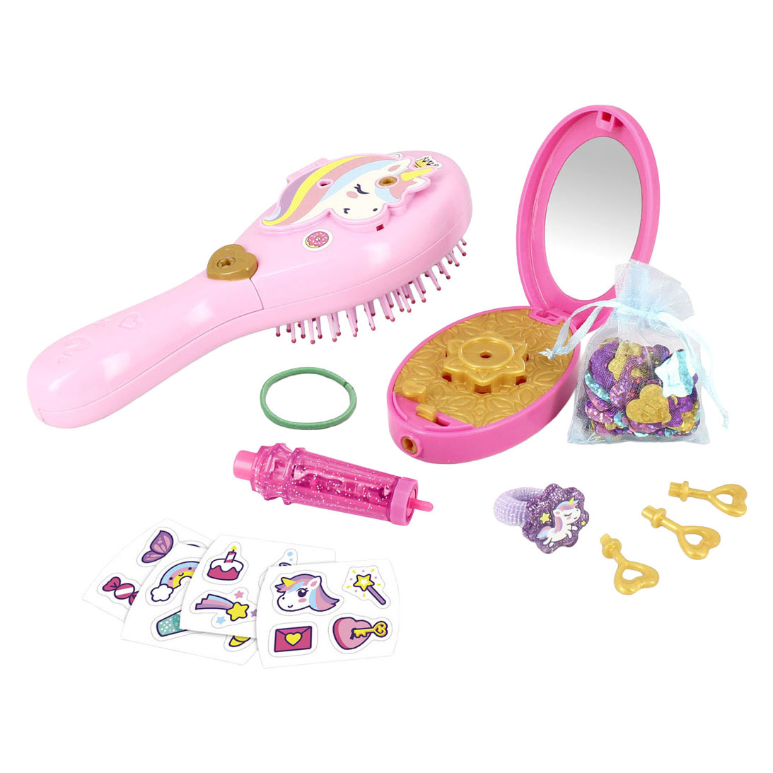 Jumbo FunLockets Secret Haarbürste mit Glitzer - 8 Stück.