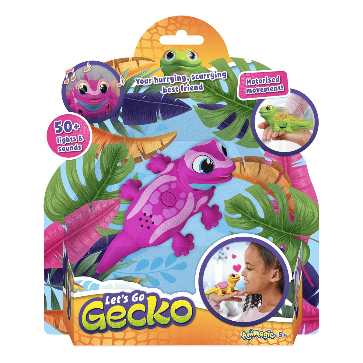 Gecko robot animagique - Rose
