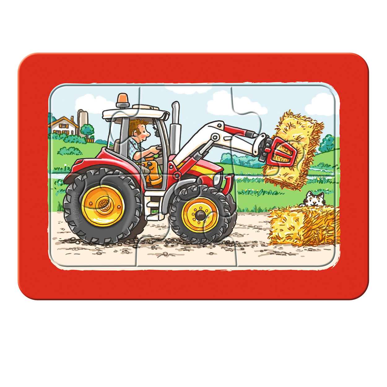 Graafmachine, tractor en kiepauto, 3x6st.