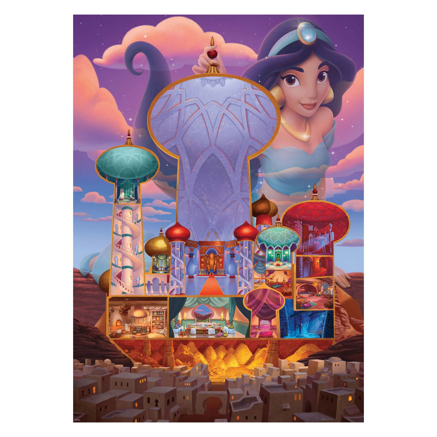 Puzzle Jasmine Châteaux Disney , 1000 pièces.
