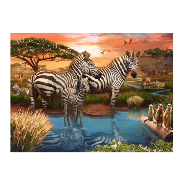 Puzzle Zebras am Wasserloch, 1000 Teile.