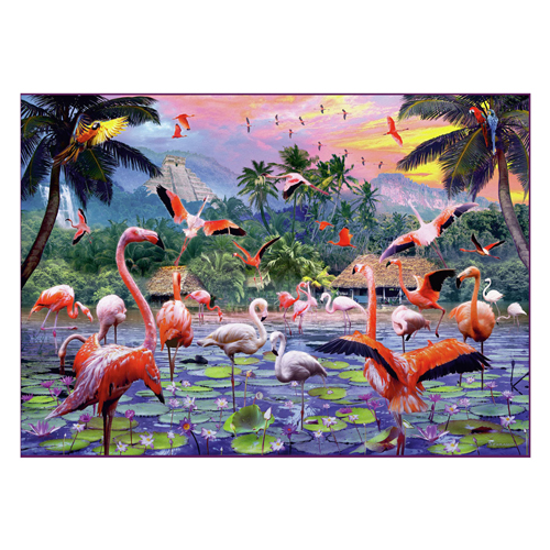 Legpuzzel Roze Flamingo's, 1000st.