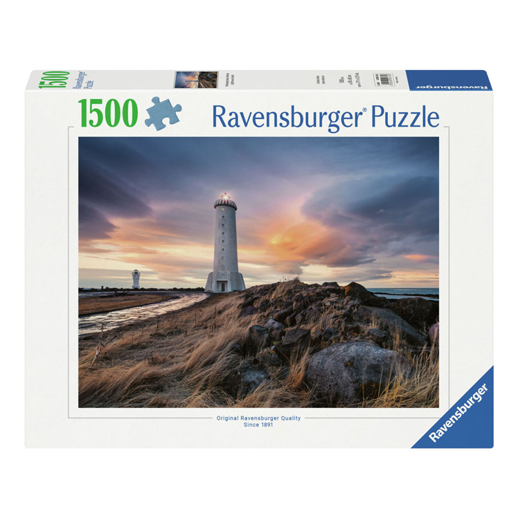 Puzzle Schöner Himmel über dem Leuchtturm von Akranes Island, 1500 Teile.