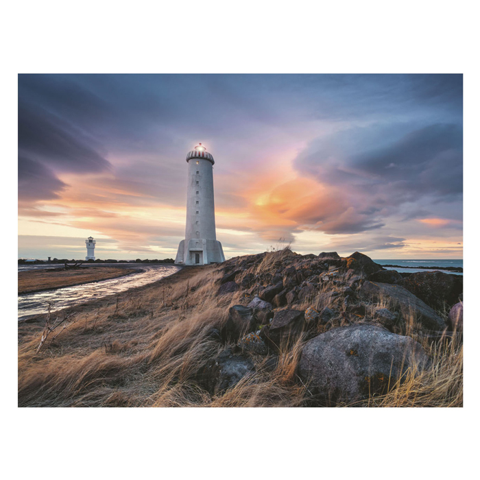 Puzzle Schöner Himmel über dem Leuchtturm von Akranes Island, 1500 Teile.