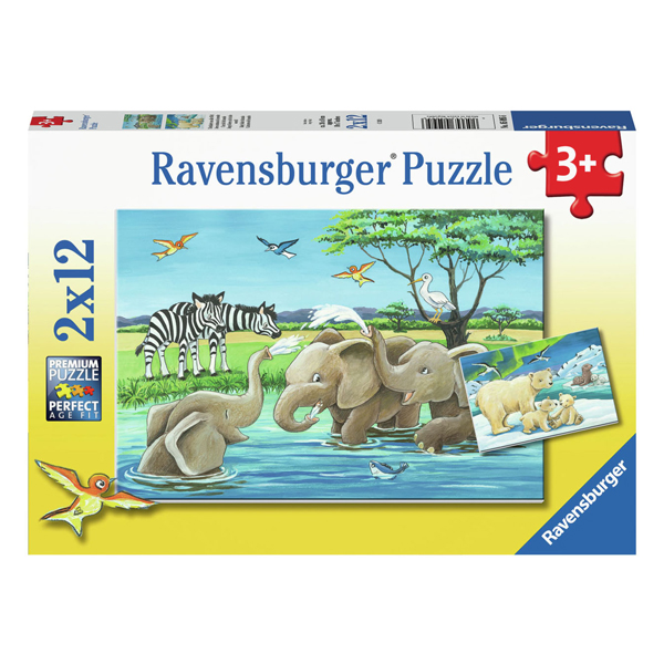 Puzzle Jeunes animaux du monde entier, 2x12 pcs.