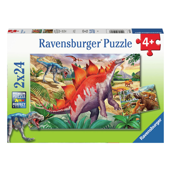 Puzzle Temps préhistoriques sauvages, 2x24 pcs.