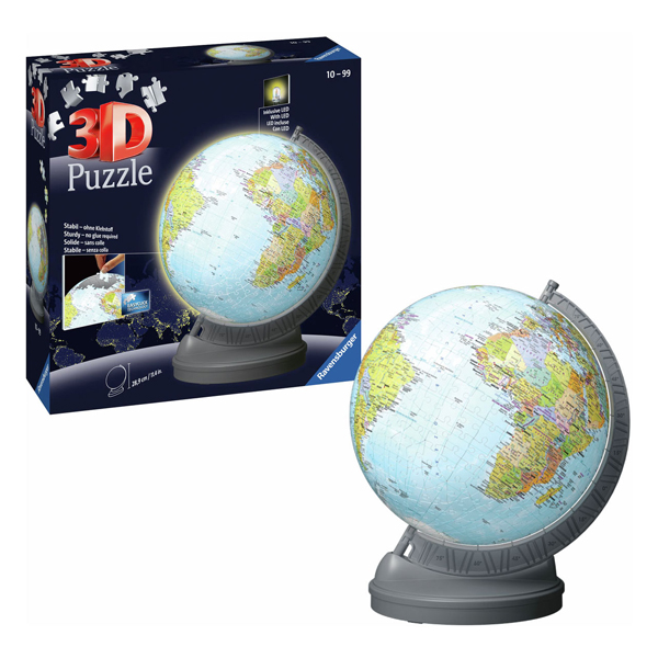 3D Puzzel Aarde met Licht, 540st.