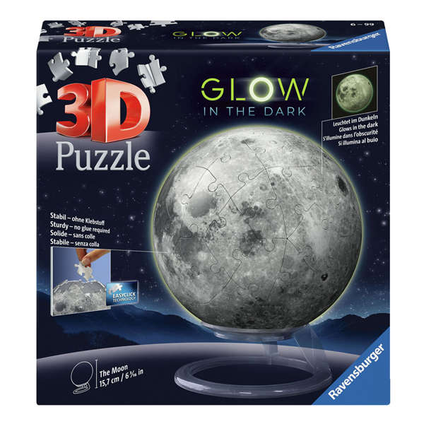 3D-Puzzle Ball Mond leuchtet im Dunkeln, 72 Teile.