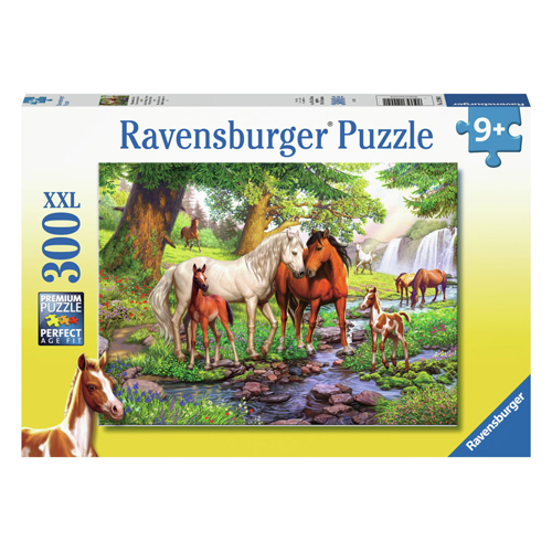 Puzzle XXL Chevaux sauvages près de la rivière, 300 pcs.