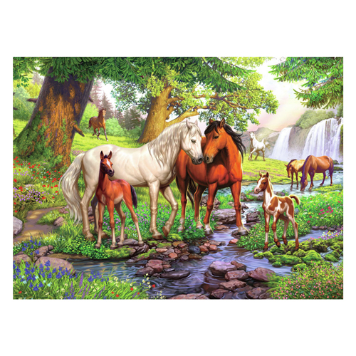 Puzzle XXL Chevaux sauvages près de la rivière, 300 pcs.