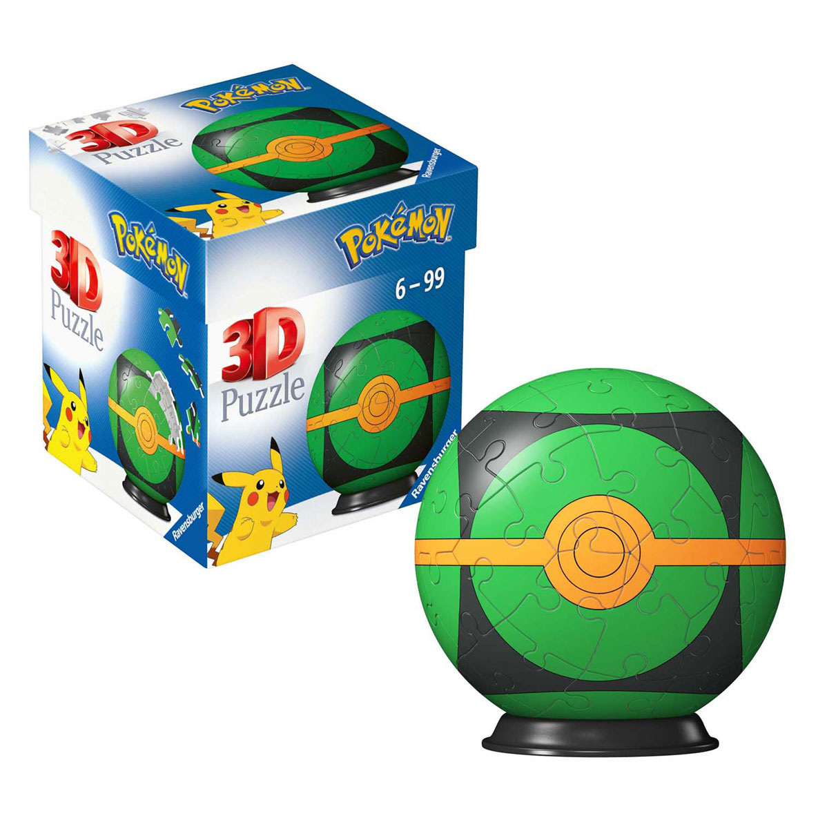 3D Puzzelbal Pokémon Pokébal Groen, 54st.