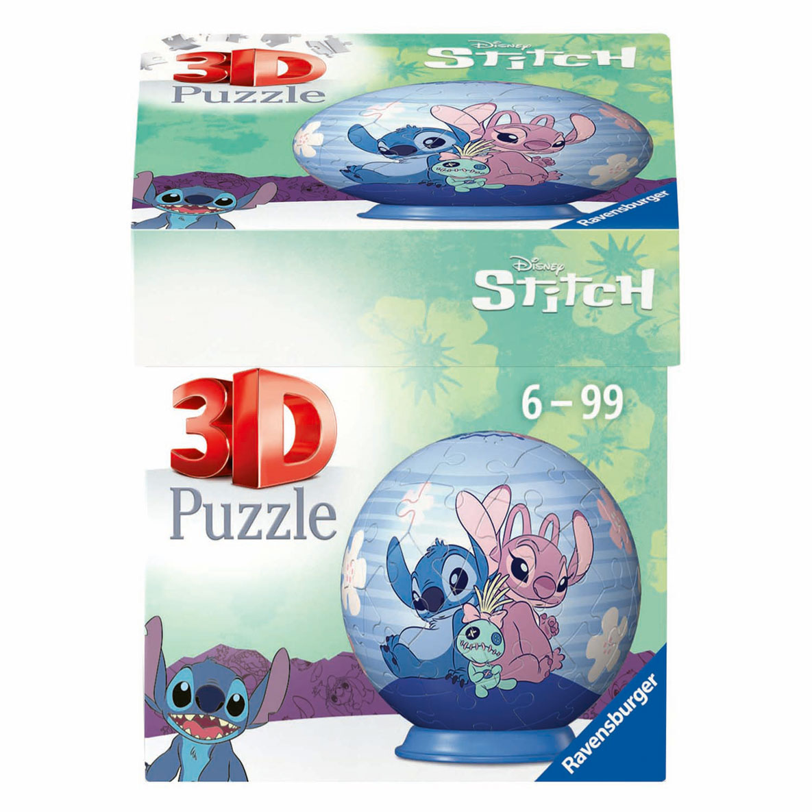 3D Puzzelbal Stitch en Angel, 54st.