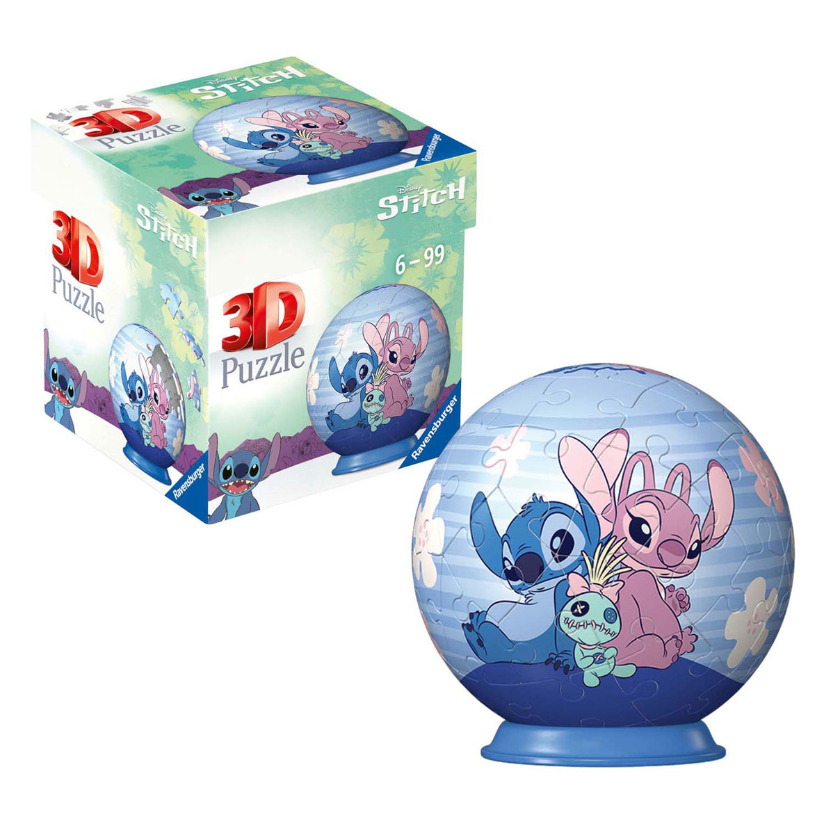 3D Puzzelbal Stitch en Angel, 54st.