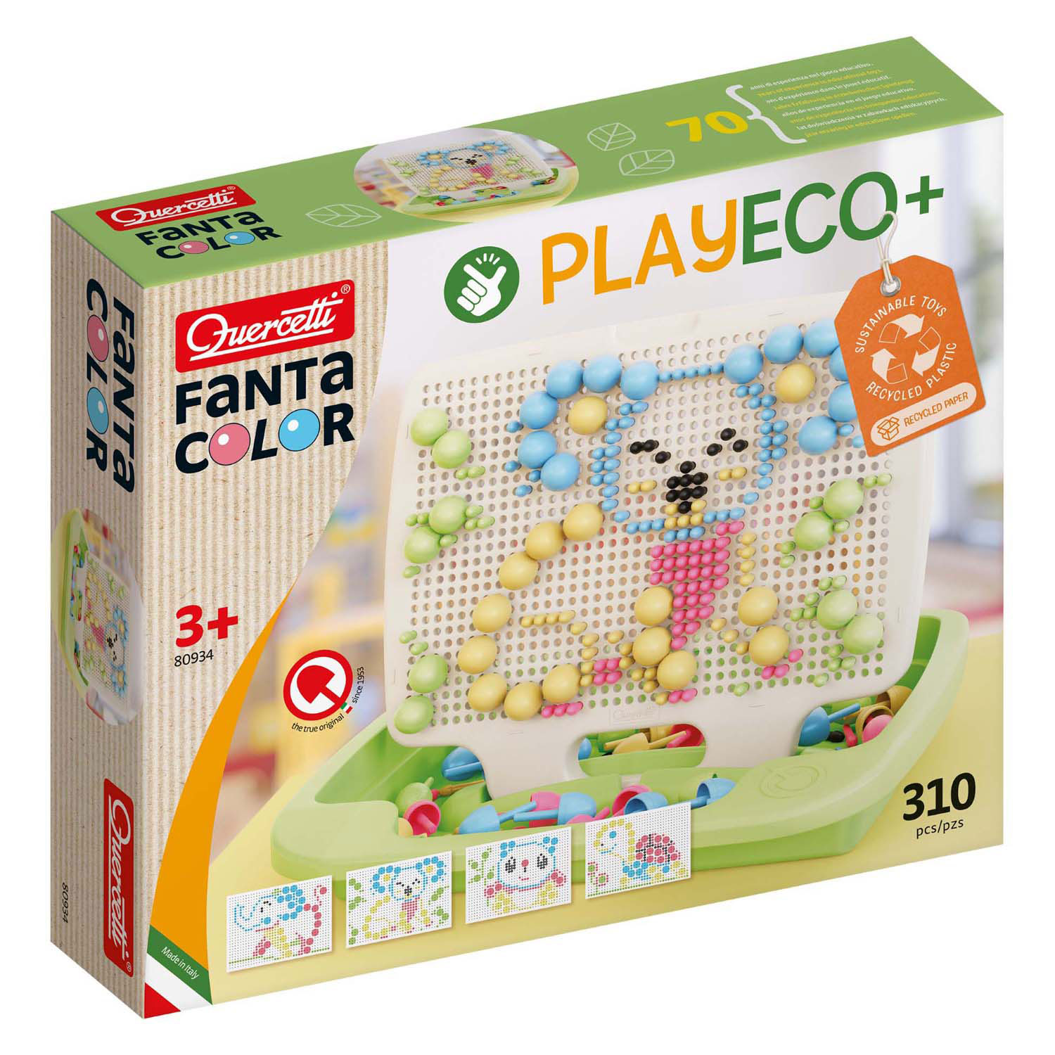 Quercetti Fantacolor Play Eco Insert Mosaïque, 310 pièces.