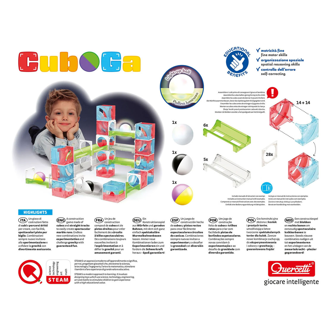 Quercetti Cuboga Knikkerbaan - 70dlg.