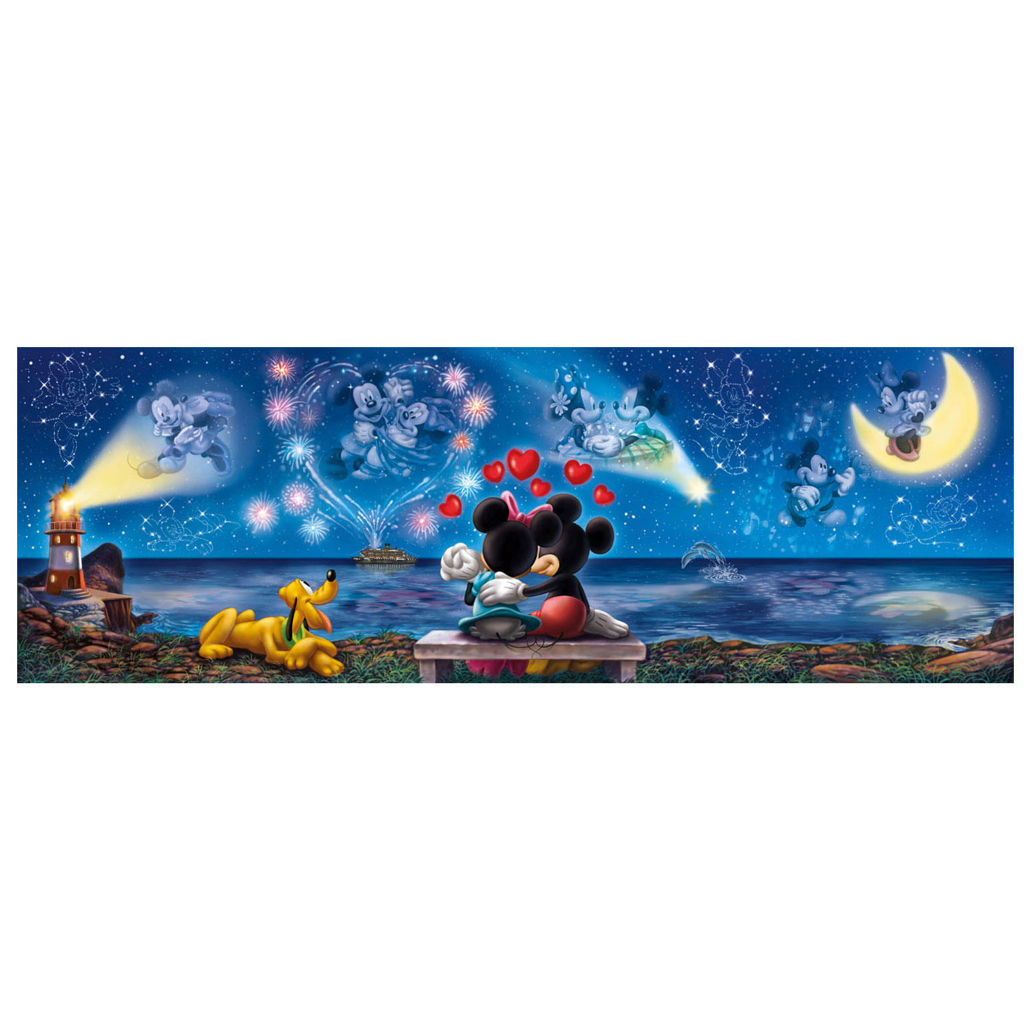 Clementoni Panorama-Puzzle Mickey & Minnie, 1000 Teile.