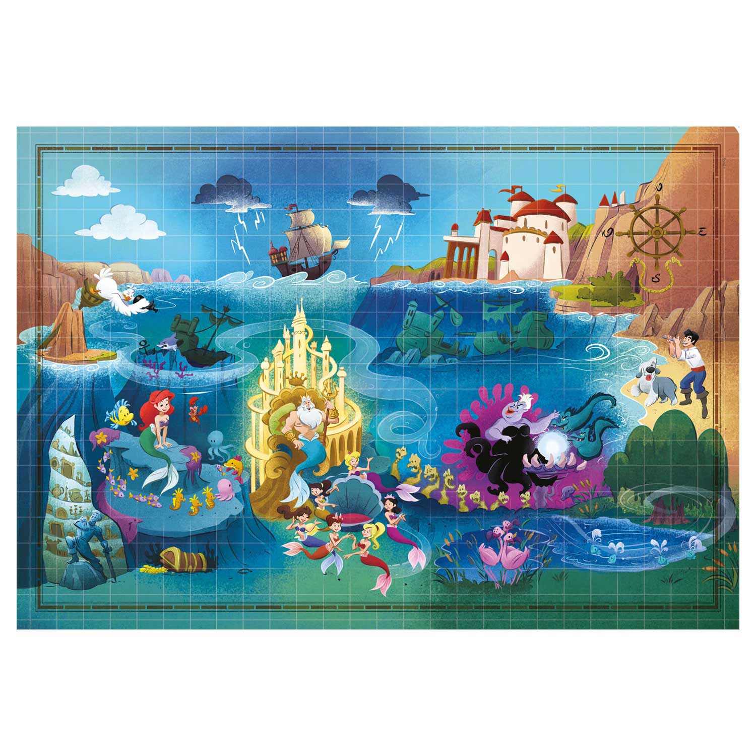 Clementoni Puzzle Carte du monde Petite Sirène, 1000 pièces.