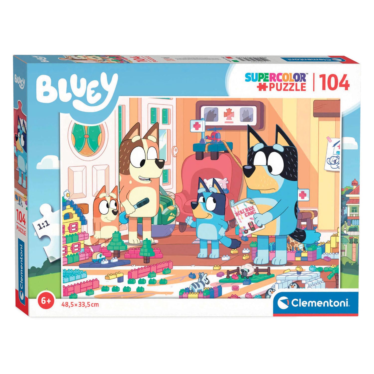 Clementoni Kinderpuzzels - Bluey 104 stukjes, Puzzel, 6+ jaar