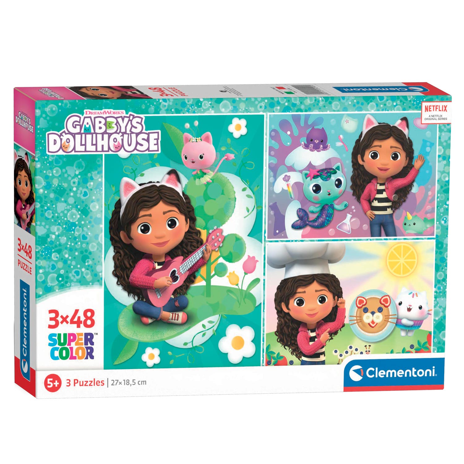 Clementoni - Gabby’s Dollhouse Legpuzzel - Gabbys Poppenhuis Kinderpuzzel - 3 Puzzels van 48 Stukjes - 3-6 jaar