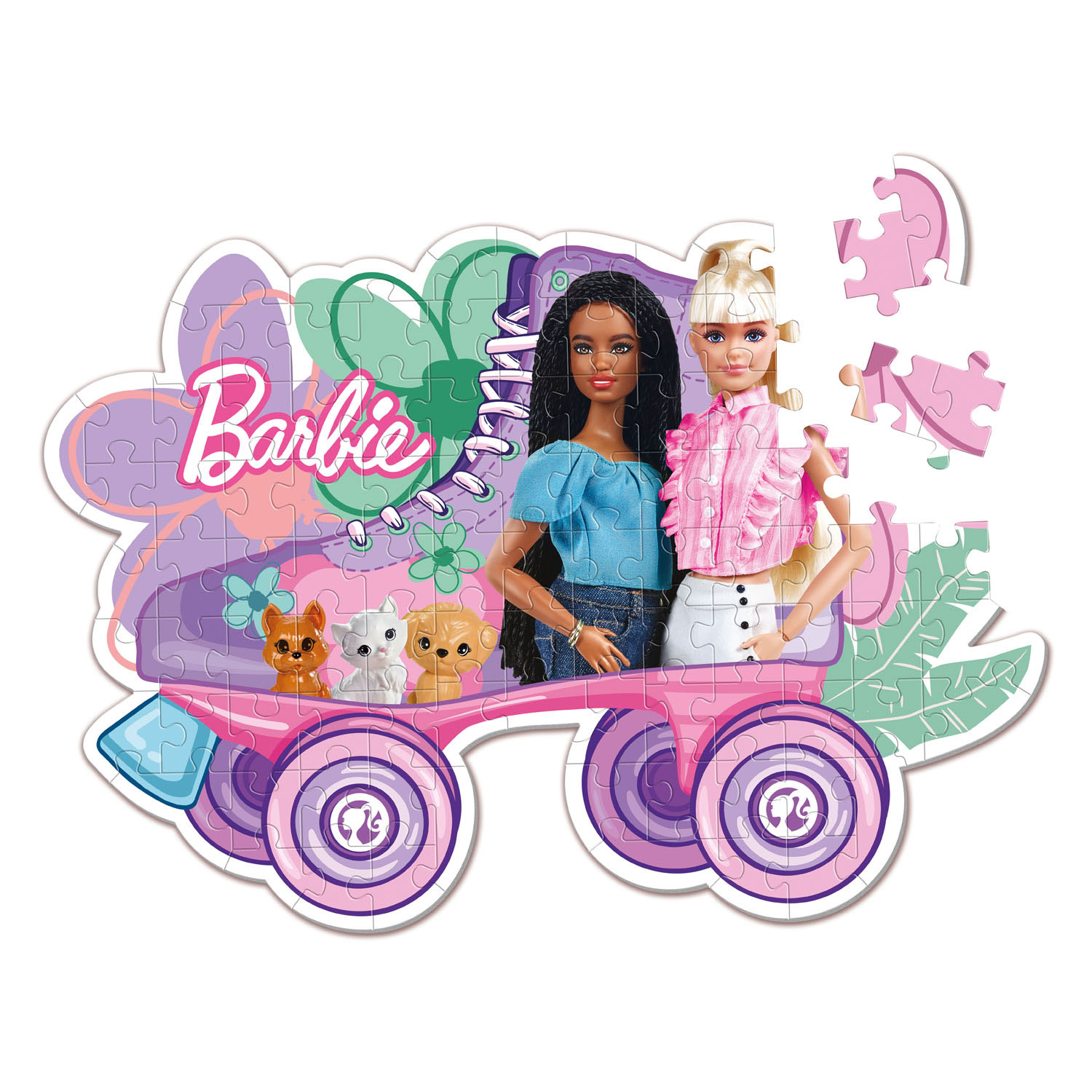 Clementoni Puzzle Super Color - Barbie Roller Skate, 104 pièces.