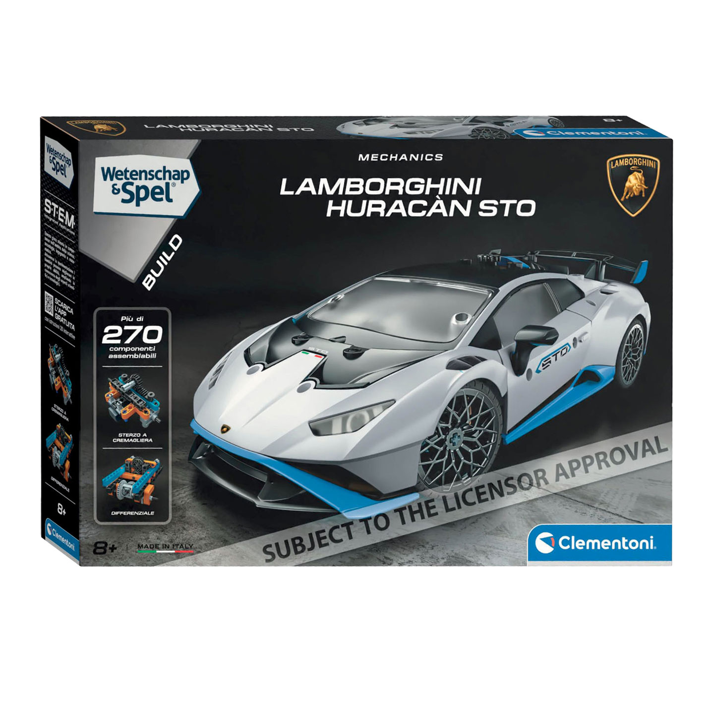 Clementoni Science and Games - Ensemble de construction Mécanique Lamborghini Huracan Sto, 270 pièces.