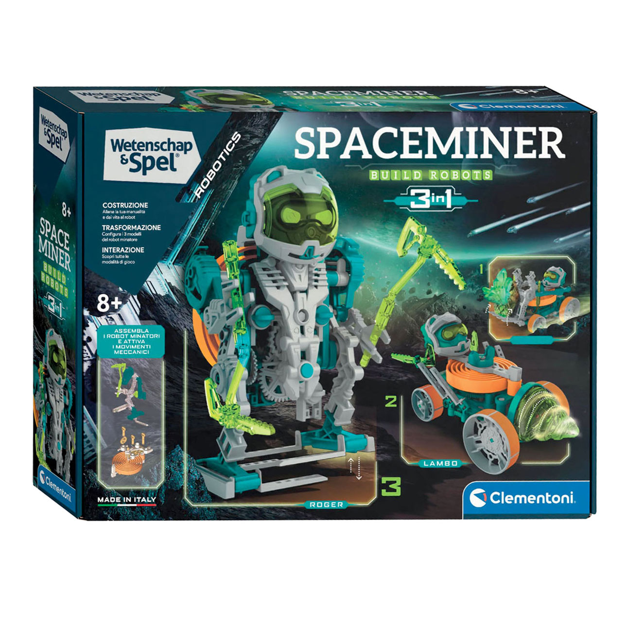 Clementoni Science and Games - Jeu de construction 3 en 1 Space Miner Robotics