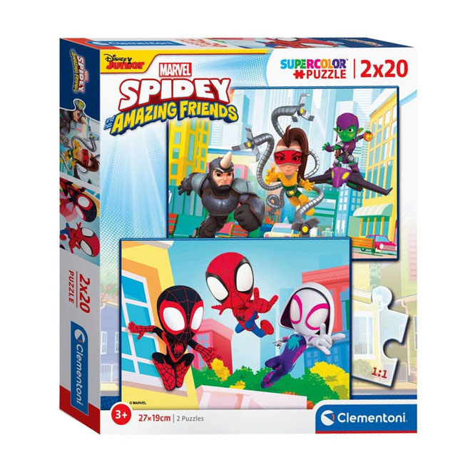 Clementoni Puzzle Super Color Spidey et ses incroyables amis, 2x20 pièces.