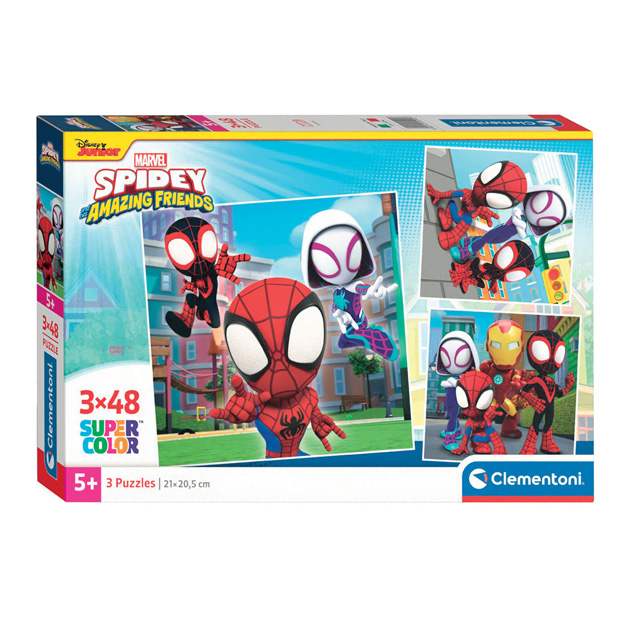 Puzzle Clementoni Super Color Square Marvel Spidey et ses amis, 3x48 pièces.