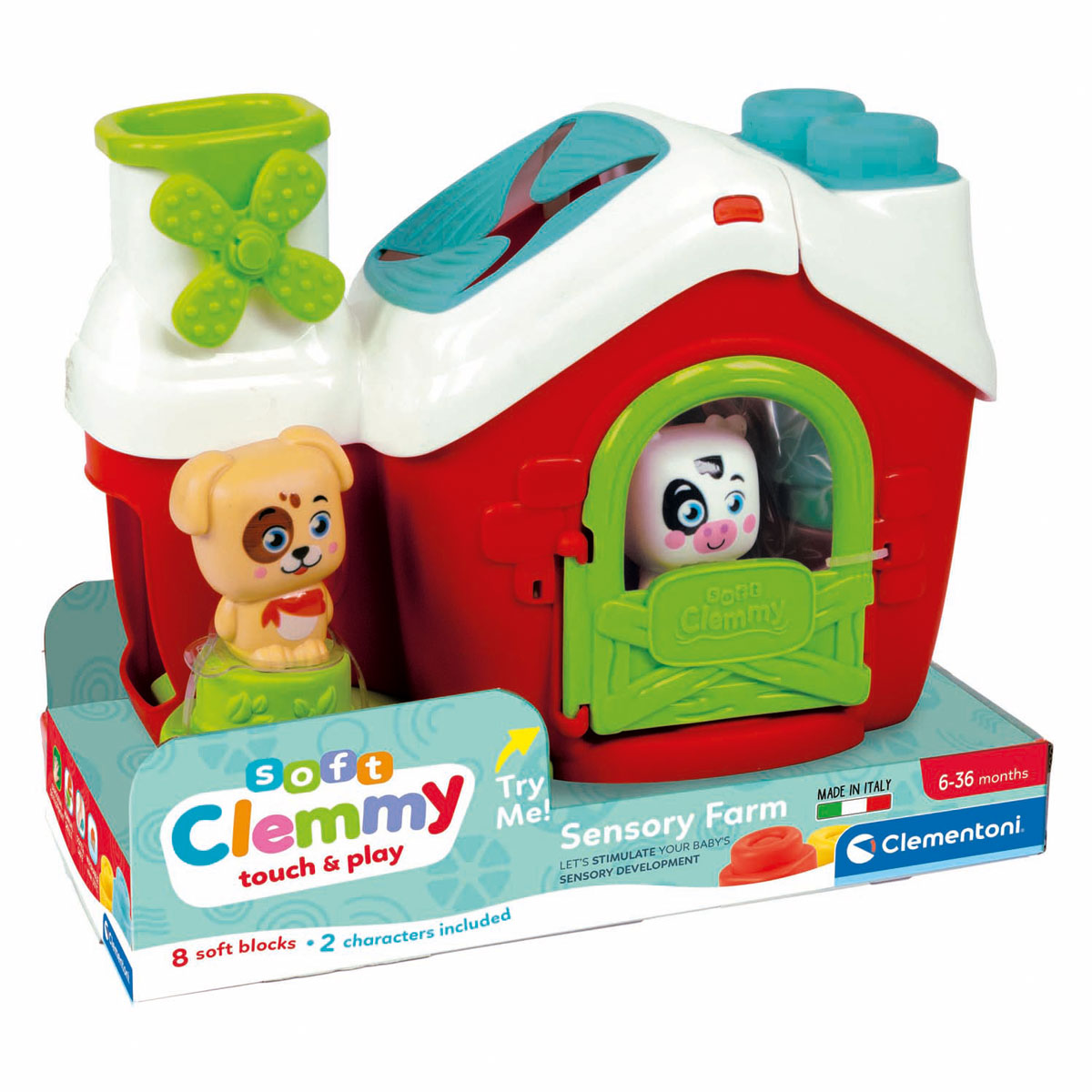 Clementoni Baby - Clemmy Sensory Boerderij met Soft Blokken, 11dlg.