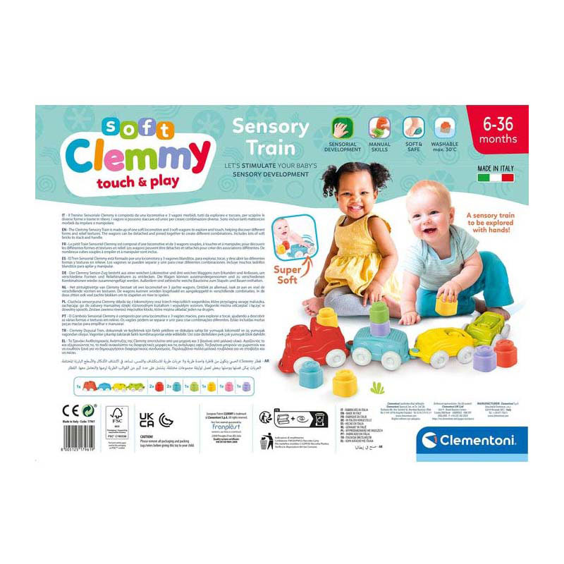 Clementoni Baby - Clemmy Sensory Trein met Soft Blokken, 12dlg.