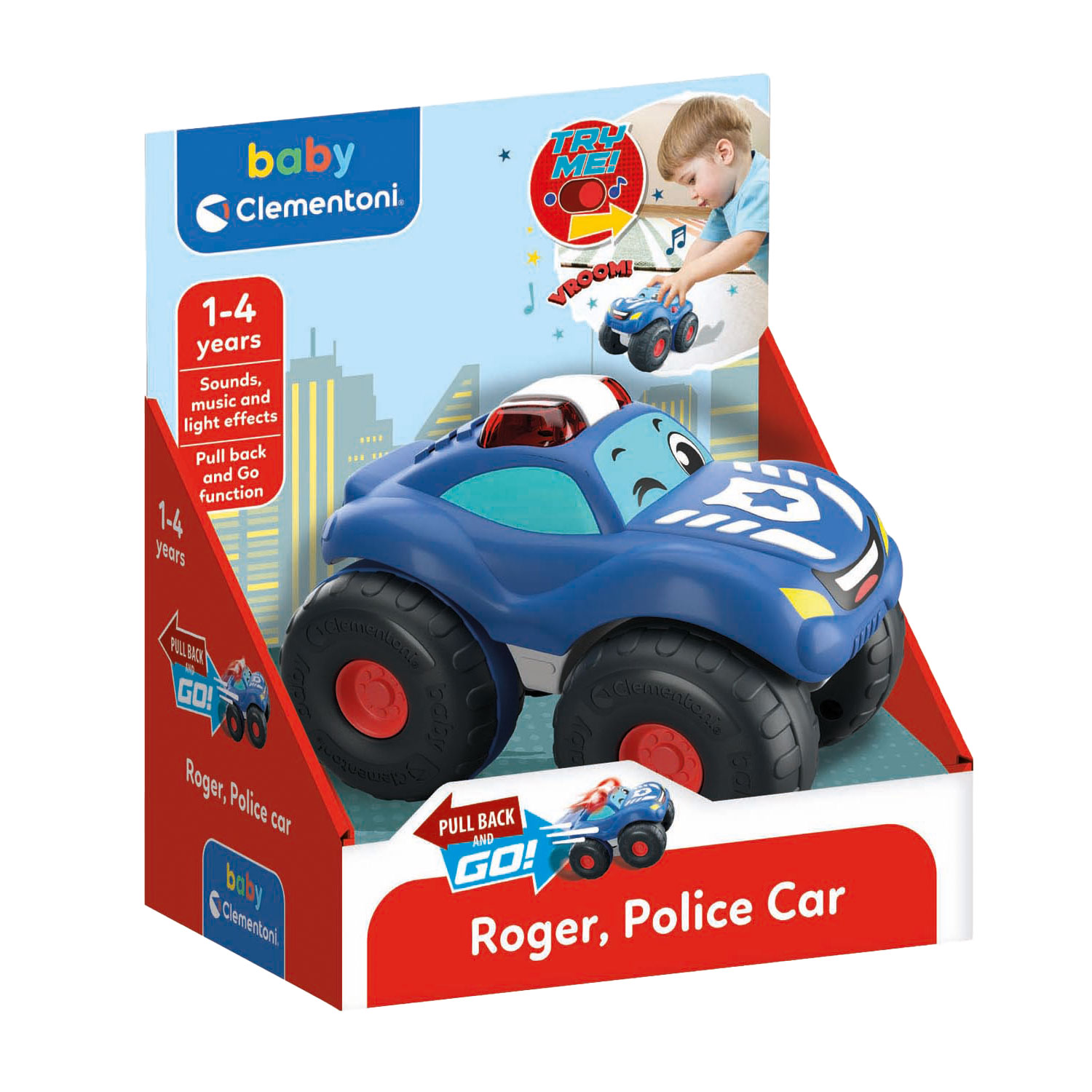 Clementoni Baby Pull Back  Politieauto met Geluid