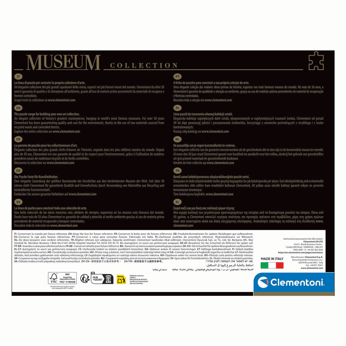 Clementoni Puzzle Kunstwerk Madonna in der Grotte, 1000 Teile.