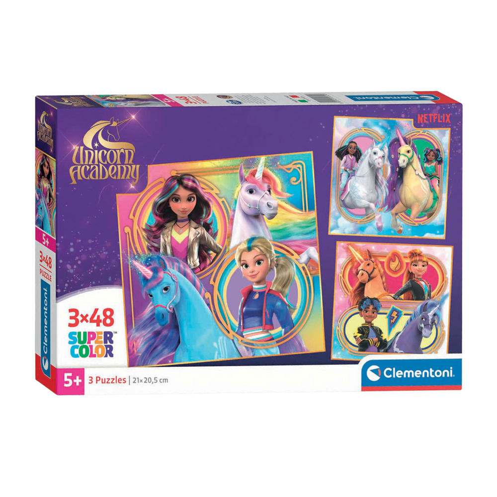 Clementoni Puzzle Einhorn-Akademie, 3x48Stk.
