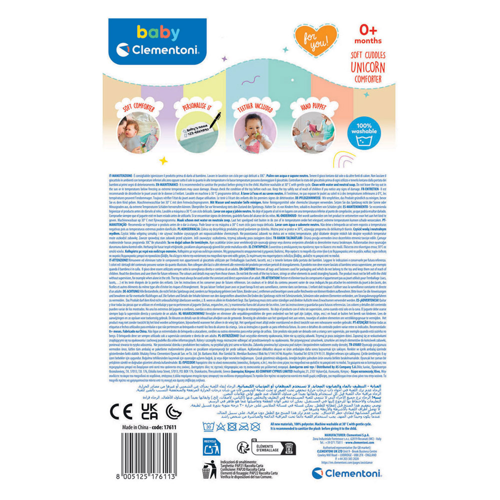 Clementoni Baby Knuffeldoekje Eenhoorn