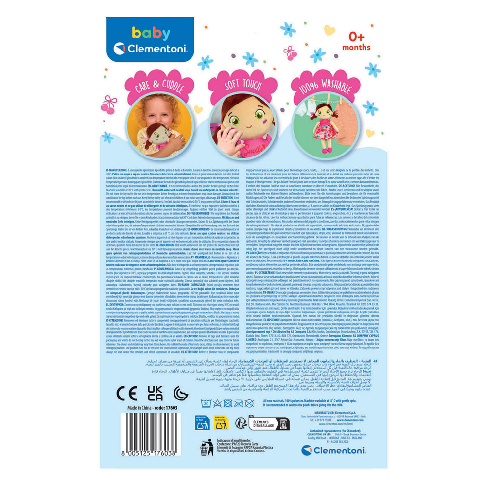 Clementoni Baby Zachte Pluche Pop Roze Lilly