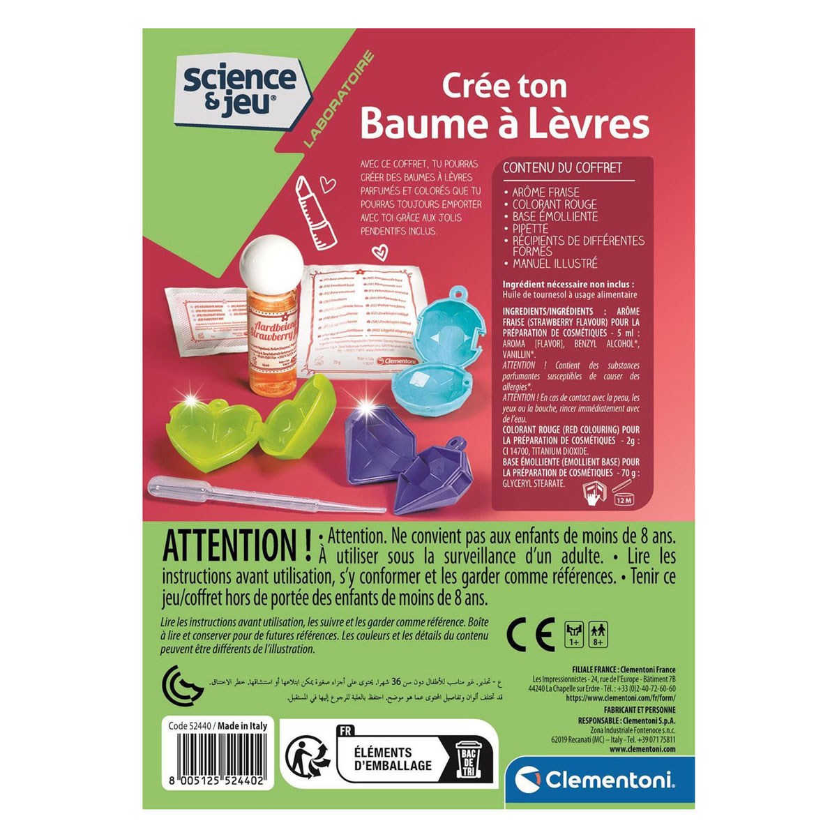 Clementoni Science & Play - Coffret Mini Baume à Lèvres