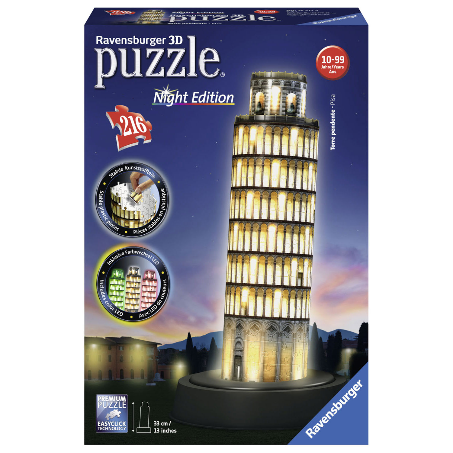 Ravensburger 3D Puzzel - Toren van Pisa Night Edition