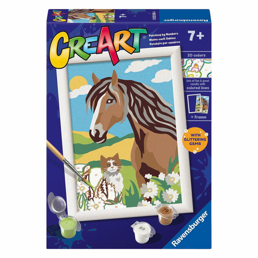 CreArt Schilderen op Nummer - Paard en Poesje