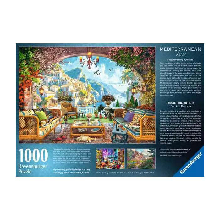 Puzzle Ravensburger Vue sur la terrasse méditerranéenne - 1000 pièces.
