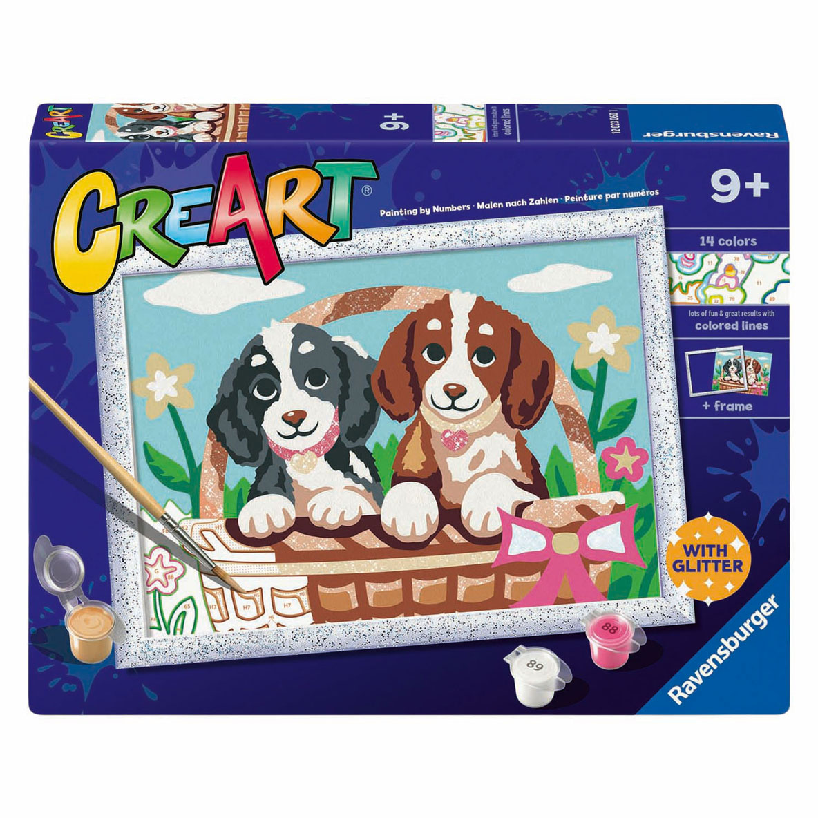 CreArt Schilderen op Nummer - Honden in een Mandje