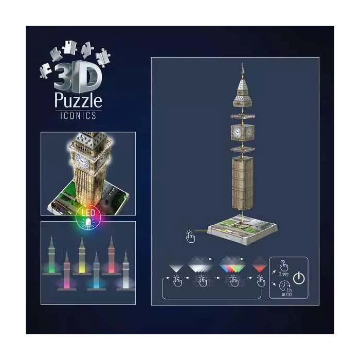 Ravensburger 3D Puzzel Iconics Big Ben - Met Licht - 235st.