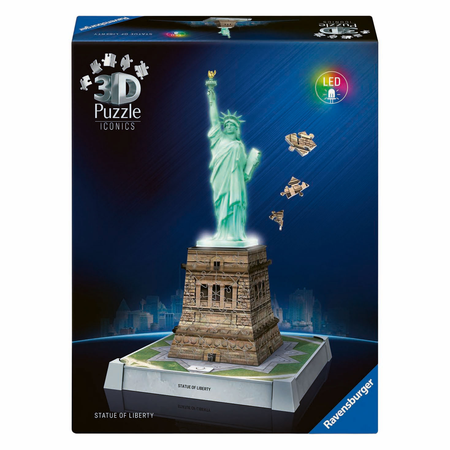3D Puzzel Iconics Vrijheidsbeeld - Met Licht - 128st.