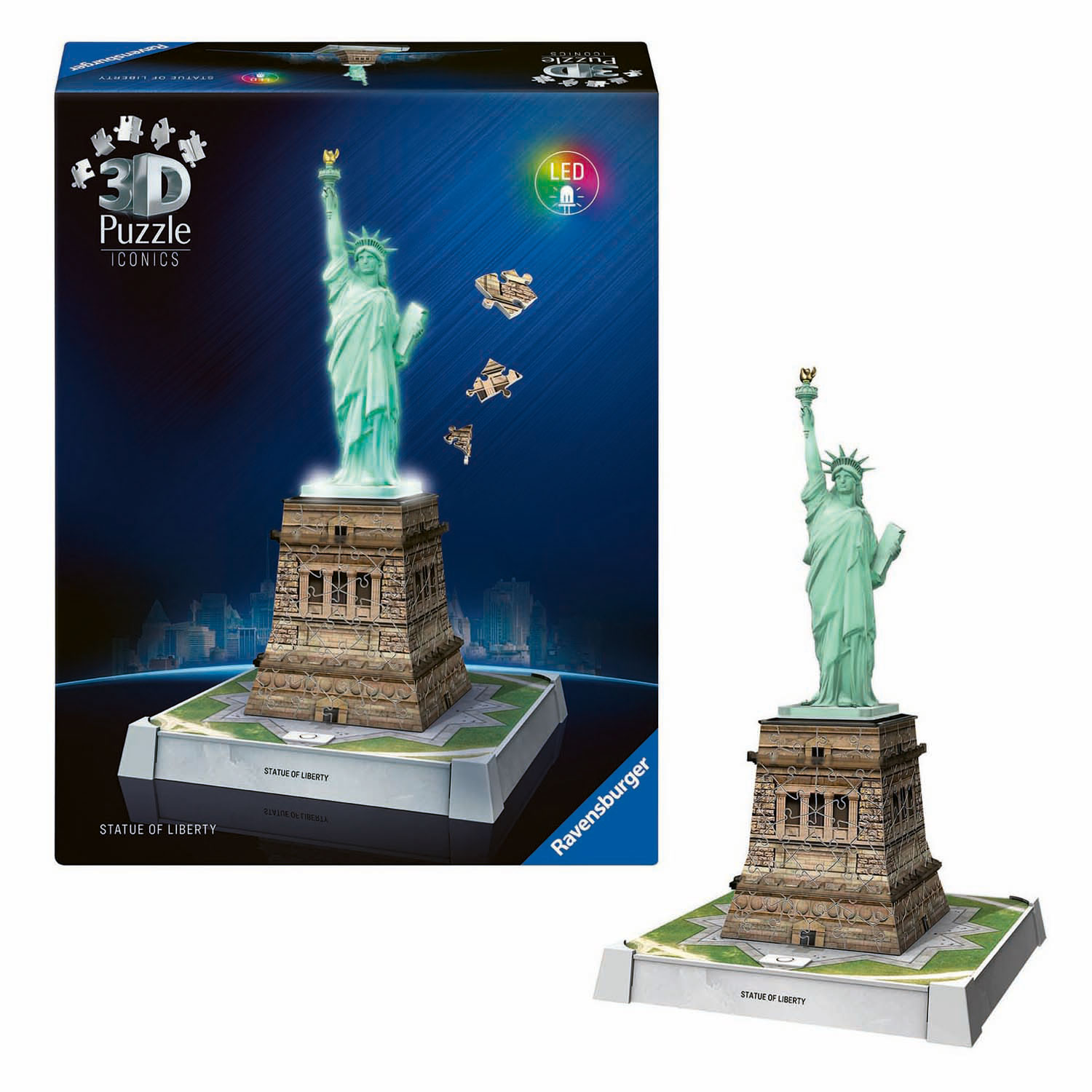 3D Puzzel Iconics Vrijheidsbeeld - Met Licht - 128st.