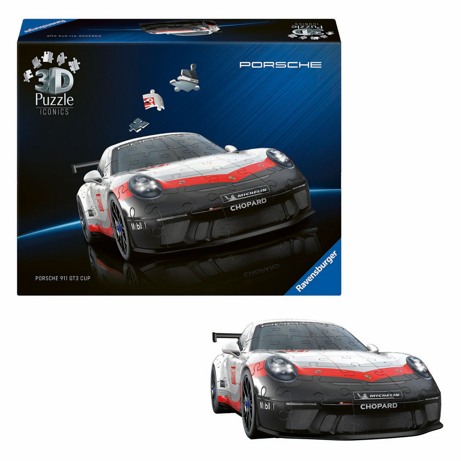 Puzzle 3D Iconiques Porsche 911 GT3 Cup - 154 pièces.