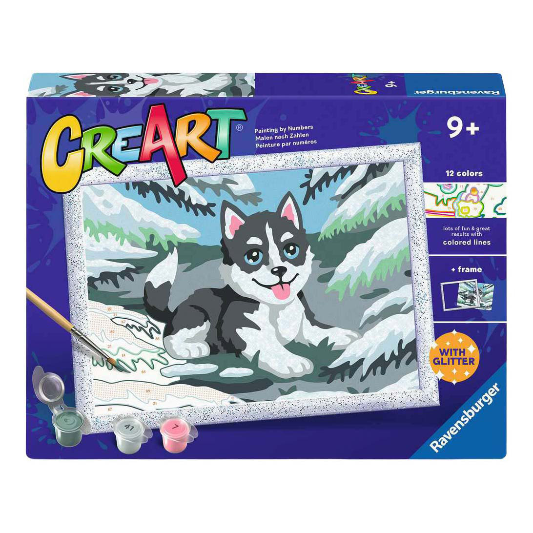 Ravensburger CreArt Schilderen op Nummer - Ondeugende Husky