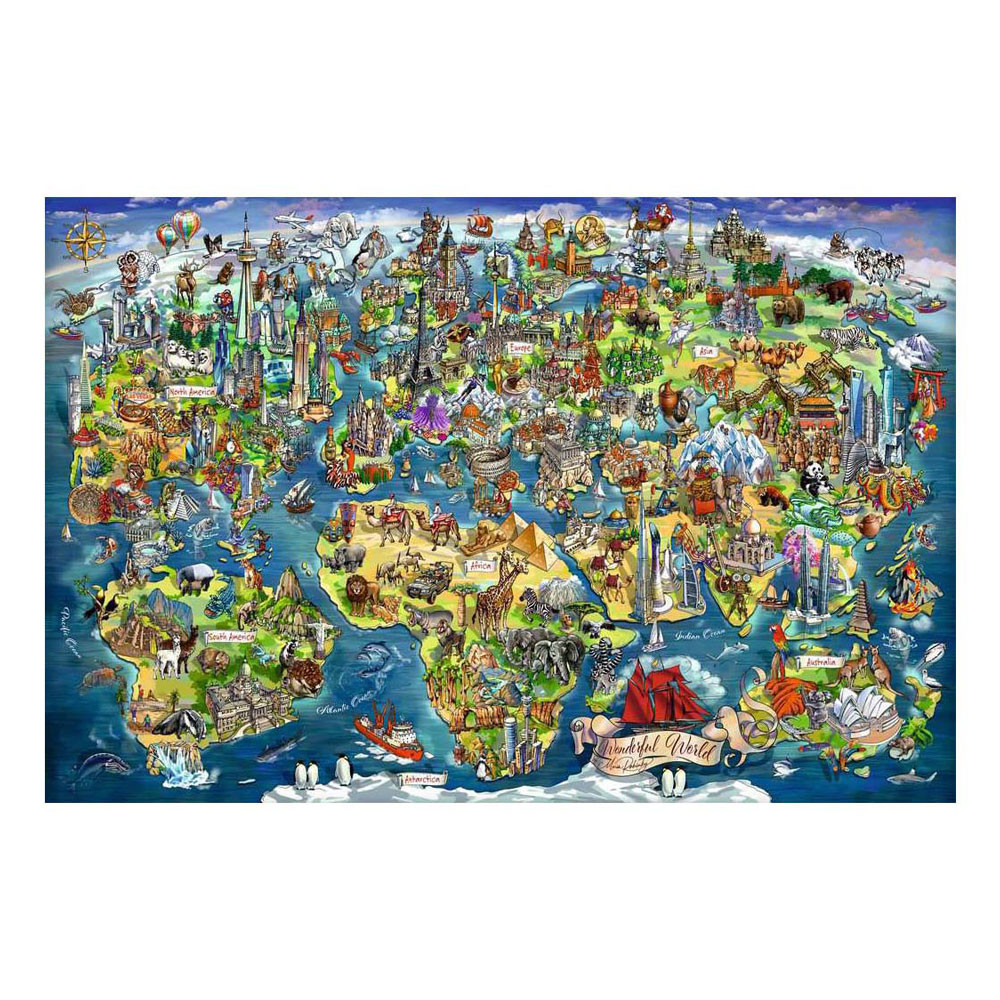 Ravensburger Legpuzzel Illustrated World Map - 5000st.
