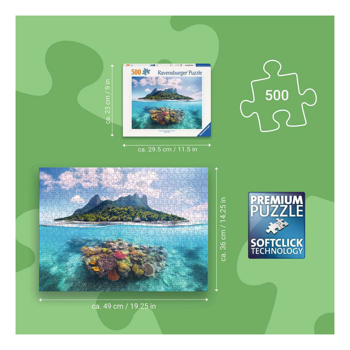 Puzzle Ravensburger Paysage aquatique insulaire - 500 pièces.