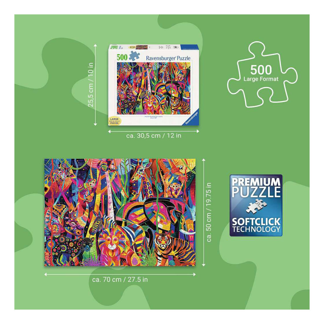 Puzzle Ravensburger Jungle Joyau - 500 pièces XL.